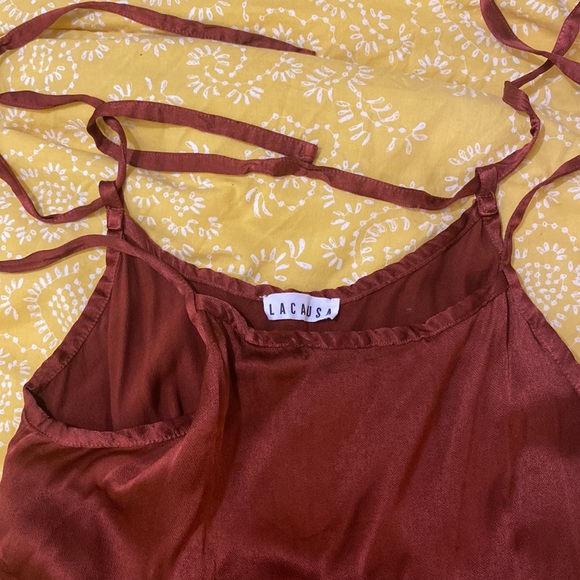 Lacausa Burgundy Silky Slip Maxi Dress - Picture 2 of 6